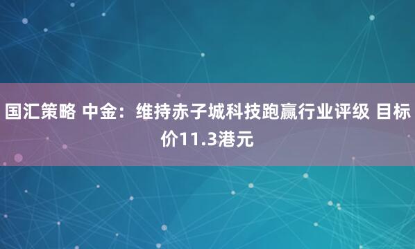 国汇策略 中金:维持赤子城科技跑赢行业评级 目标价11.3港元
